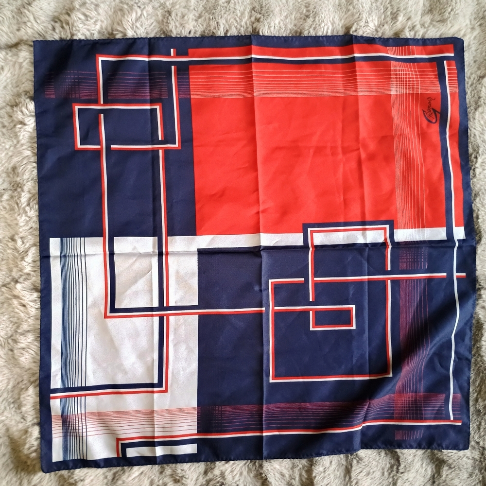 Navy and Red Geometric Scarf